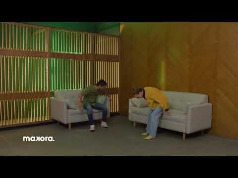 thumbnail video image 2 of Sala 3-2 Makora de lino Azul Modelo Milliani, 2 of 10