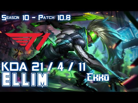 T1 Ellim EKKO vs WARWICK Jungle - Patch 10.8 KR Ranked