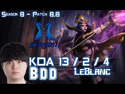 KZ BDD LEBLANC vs RYZE Mid - Patch 8.8 KR Ranked