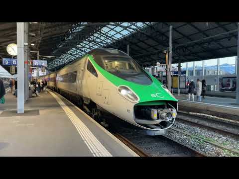 Departure Refreshed Trenitalia ETR 610 Eurocity to Geneva in Lausanne!  