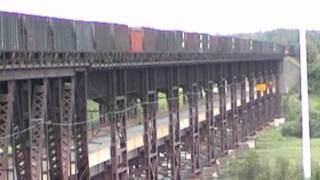preview picture of video 'BNSF 1113 Oakway 9039 BN 9264 7-06-03 Oliver, WI.'