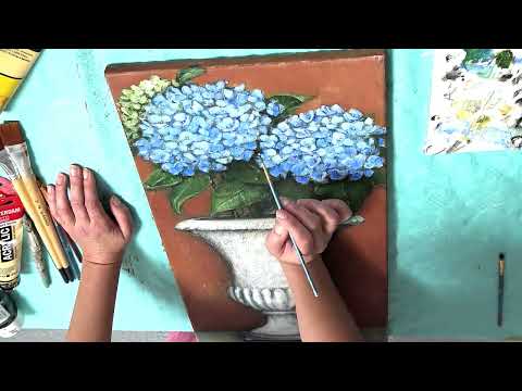 STEP by STEP Hydrangea Flower/ouquet Still Life Painting  tutorial / 2 part  /MariArtHome
