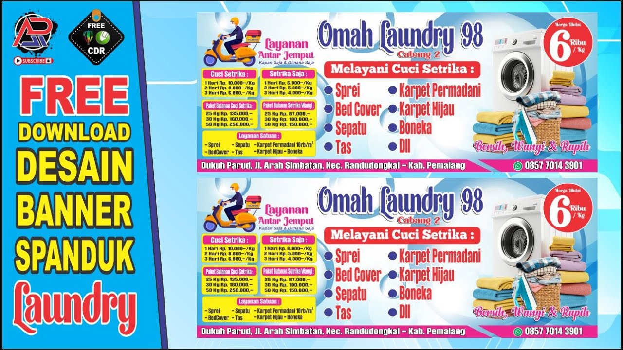 Desain Banner Laundry yang Bikin Pelanggan Nambah! | Free Download CDR Laundry Banner Design 2025