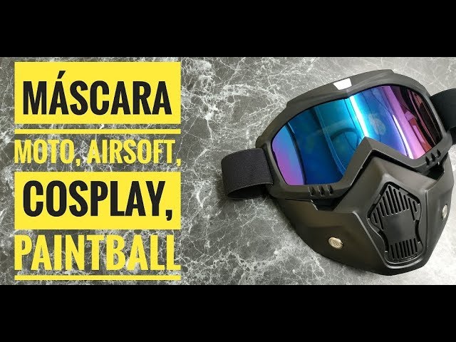 Vídeo relacionado con Máscara táctica de cara completa para airsoft y paintball, máscaras desmontables con gafas para motocicleta, ciclismo, esquí, Halloween, juego CS, cosplay