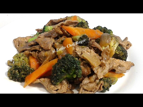 RES CON BROCOLI, Receta china Video