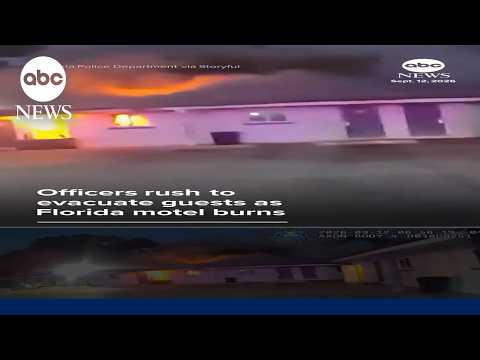 Officers rush to evacuate guests as Florida motel burns