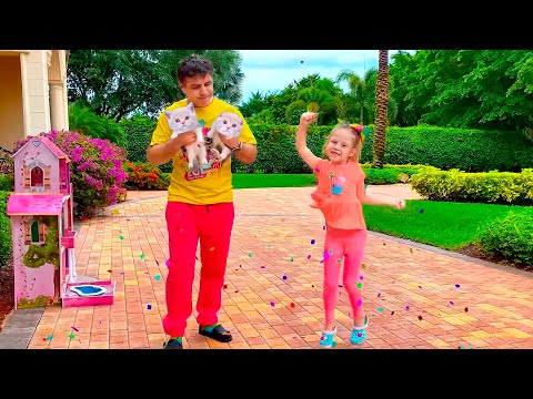 Nastya and dad got kittens