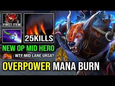 OVERPOWER MANA BURN Solo Mid Ursa 1st ITEM Madness Mask Hard Carry Ursa Dota 2