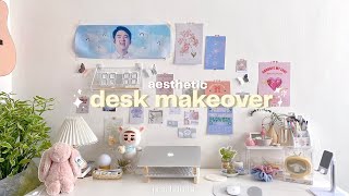 aesthetic desk makeover 🌷☁️  | organisation + shopee finds