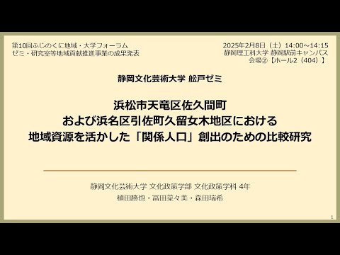 国際文化学科 【静岡文化芸術大学 文化政策学部 舩戸ゼミ】令和６年度ゼミ・研究室等地域貢献推進事業