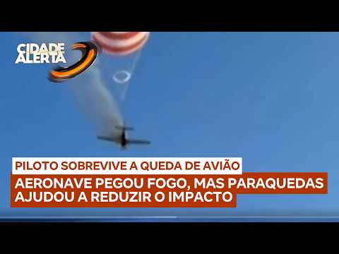 Avião pega fogo e cai em Mateus Leme: paraquedas da aeronave salvou piloto