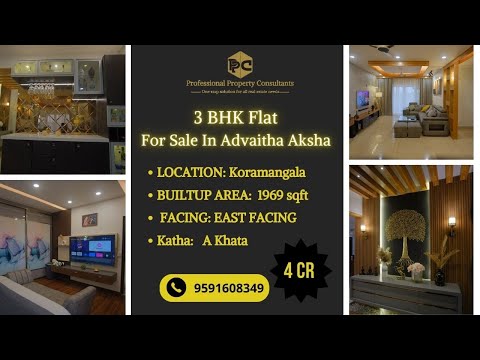 3 BHK Flat For Sale In Advaitha Aksha  Koramangala Bangalore/ Call: 9591608349