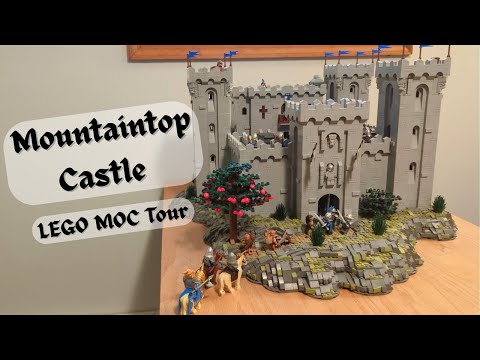 Giant LEGO Mountaintop Castle MOC - With a Complete Modular Interior