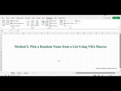 How to Pick a Random Name from a List in Excel