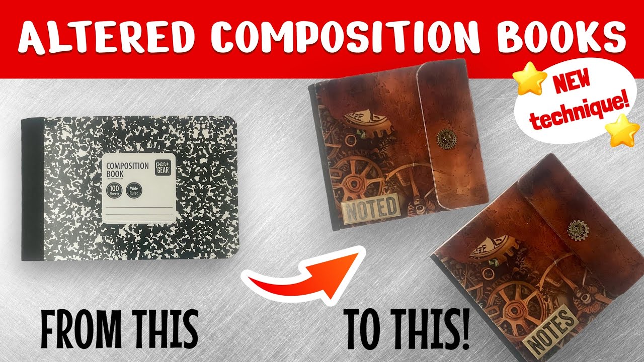 !!SIMPLY AMAZING!! composition book makeover!  QUICK AND EASY! great gift or craft fair idea!