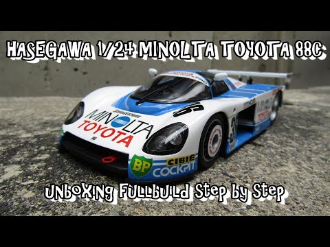 Scale Car Plastic Model HASEGAWA 1/24 MINOLTA TOYOTA 88C unboxing fullbuild step by step