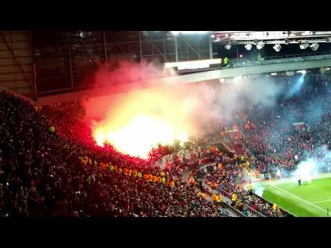 Support and Pyro by Saint-Etienne Fans in Manchester
