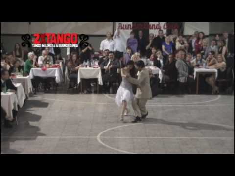  Gustavo Chaile  and  Ayelen Morando  are  dancing  to  the  milonga  "  Flor de Monserrat  "