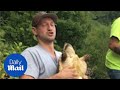 Man Picks Up Snapping Turtle Out And Gets Bit In The Face