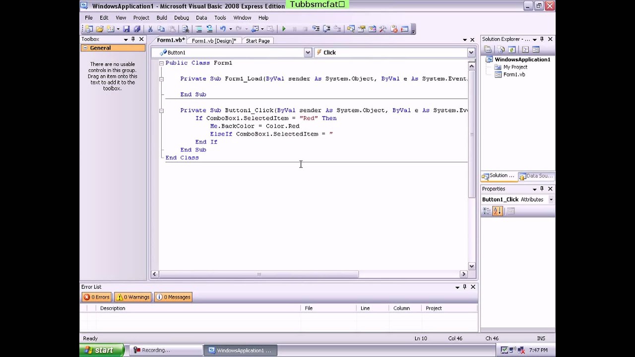 Visual Basic - How to make a color changer