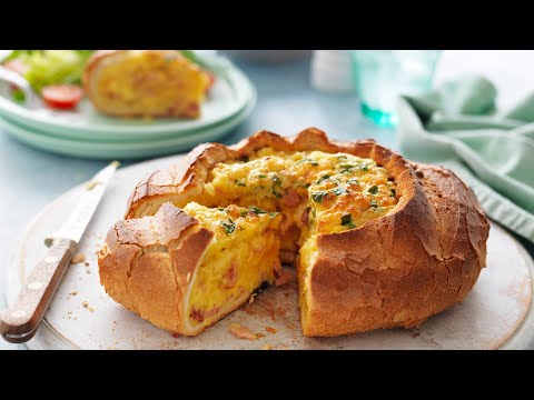 How to make a Cheese and Bacon Quiche, in a Cob!