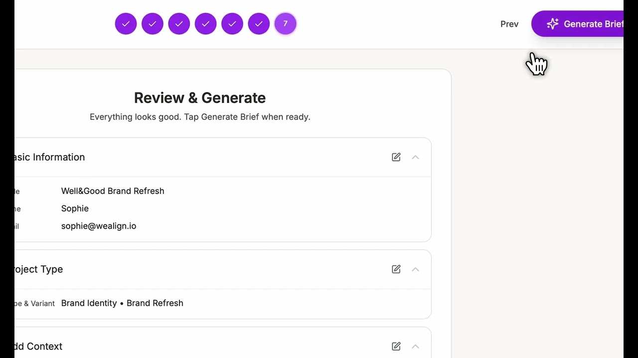 Watch how WeAlign creates a project brief in minutes