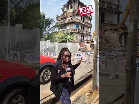 Watch live scenes from Osu as a partially collapsed building is being demolished