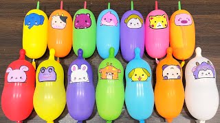 Slime Mixing with Balloon Characters | Orange Glossy ASMR Pops #45