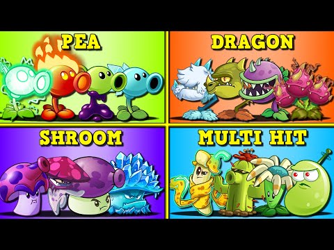4 Team PEA x DRAGON x SHROOM x MULTI HIT Battlez - PvZ 2 Team Plant vs Team Plant