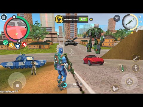 Rope Hero: Vice Town (Rope Hero Destroy Mini Red Car) Car Robot on Ascent - Android Gameplay HD
