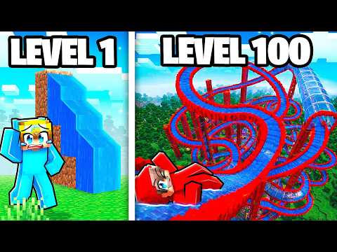LEVEL 1 vs. LEVEL 100 WATERPARK! (Minecraft)