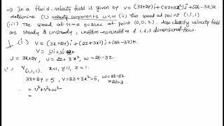 fluid in motion , velocity and acceleration  problem = 2