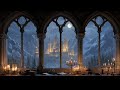 Medieval Castle Winter Window View Quiet Snow Relaxing Fantasy Music For Sleep Study Focus