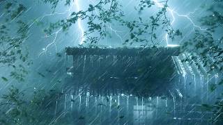 Heavy Rain & Thunderstorm Sounds to Sleep Instantly | Intense Rain on Tin Roof & Mighty Thunder