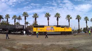 preview picture of video 'Big Boy Stops at Ontario, CA Amtrak Station'