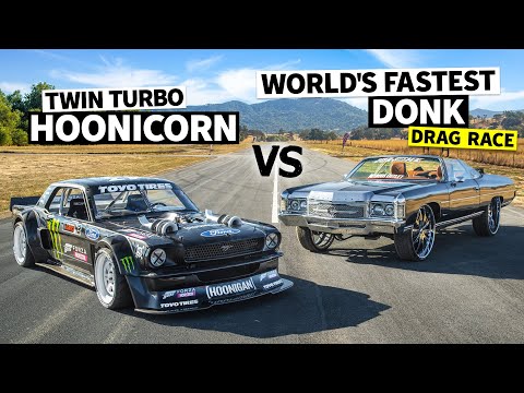 Watch Ken Block's 'Hoonicorn' Ford Mustang Face Off Against The 'World's Fastest Donk'