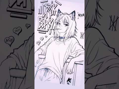 Yani Neko Fanart 😻🚬☁ (linework WIP)