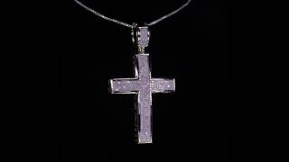 10k Yellow Gold 2.75 Long Cross Pendant Round Diamond Plaque TDW = 1.76 ct