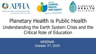 Webinar: Planetary Health is Public Health