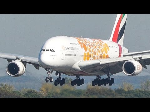 8 BIG PLANE LANDINGS - AIRBUS A380, A340-500, A330 ... (4K)