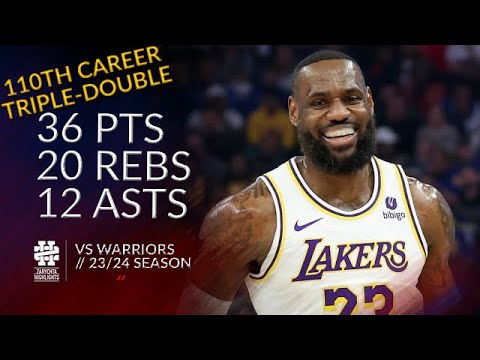 LeBron James 36 pts 20 rebs 12 asts vs Warriors 23/24 season