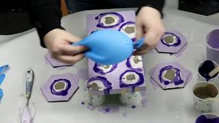 (800) Gorgeous Purple Balloon Dip Technique, How to Paint Abstract Flowers
