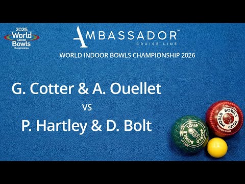 World Indoor Bowls Championship 2026 G Cotter & A Ouellet vs P Hartley & D Bolt - Day 1 Match 3