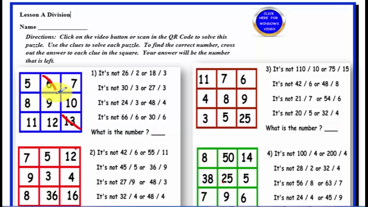 LESSON 1 DIVISION PUZZLE