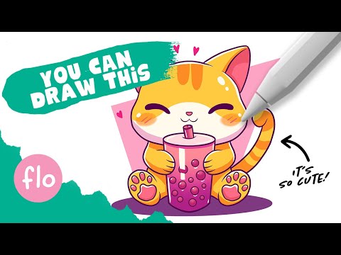 Draw a Kawaii Bubble Tea Cat in Procreate ✨ | Step-by-Step Beginner Tutorial