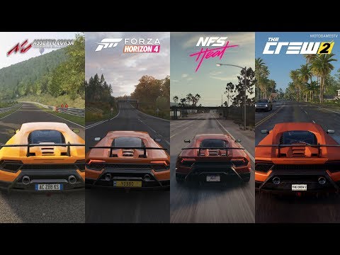 Assetto Corsa vs FH4 vs NFS Heat vs The Crew 2 - Lamborghini Huracán Performante Sound Comparison
