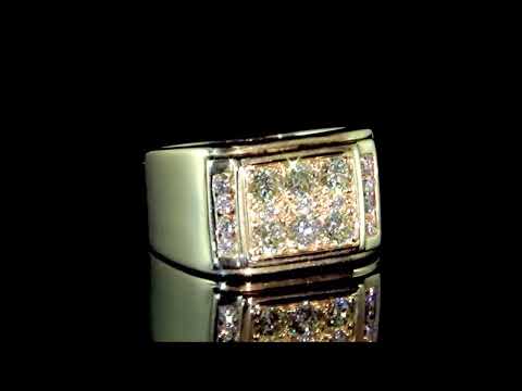 MEN'S 10K YELLOW GOLD 1.08CT TDW CLUSTER DIAMOND RING. Ref. 330 1216a