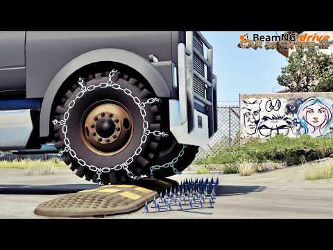 Cars Vs Spike Strip #07 -- BEAMNG DRIVE