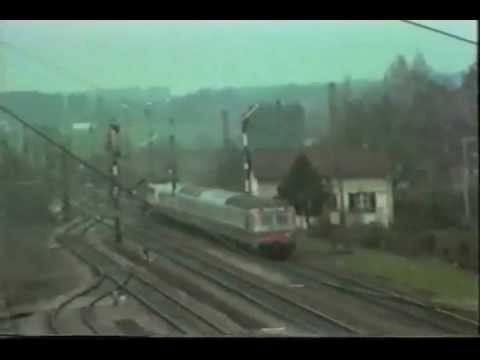 Bahnhof Grosskarolinenfeld im Februar 1988-mit BR 111 und BR 194-(wackelnde Szenen)-