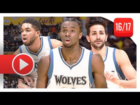 Karl-Anthony Towns, Andrew Wiggins & Ricky Rubio Highlights vs Lakers (2017.03.24) - 80 Pts Total